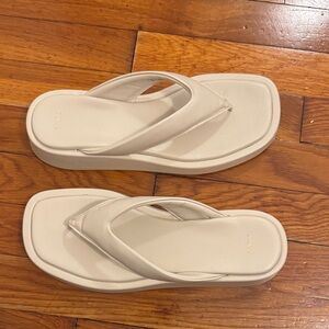 Mango White Platform Flip Flop Sandals